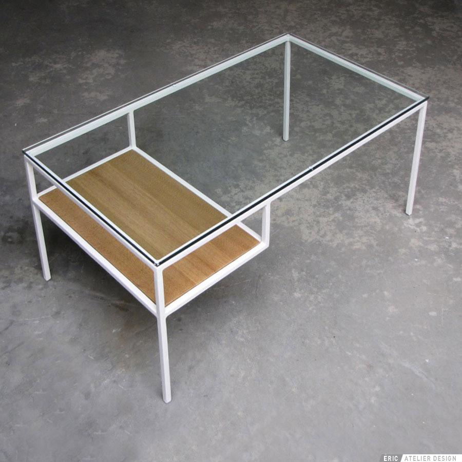 table basse acier verre